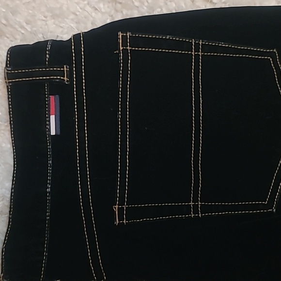 🖤 VTG Tommy Hilfiger Black Velvet Flare Jeans Y2K Bootcut Sz 7 - Picture 12 of 17